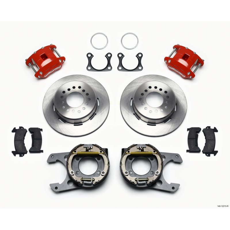 Wilwood D154 P/S Park Brake Kit Red Big Ford 2.36in Offset