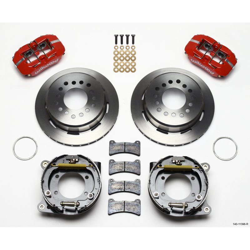 Wilwood Dynapro Low-Profile 11.00in P-Brake Kit - Red Ford 8.8 w/2.50in Offset-5 Lug