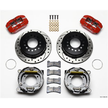 Wilwood Dynapro Low-Profile 11.00in P-Brake Kit Drill-Red Ford 8.8 w/2.50in Offset-5 Lug