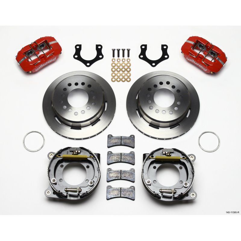 Wilwood Dynapro Low-Profile 11.00in P-Brake Kit - Red Mopar/Dana 2.36in Off w/Snap Ring Brng