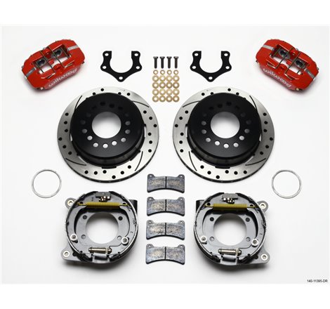 Wilwood Dynapro Low-Profile 11.00in P-Brake Kit Drill-Red Mopar/Dana 2.36in Off w/Snap Ring Brng