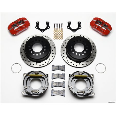 Wilwood Dynapro Low-Profile 11.00in P-Brake Kit Drill-Red Mopar/Dana 2.36in Off w/Snap Ring Brng