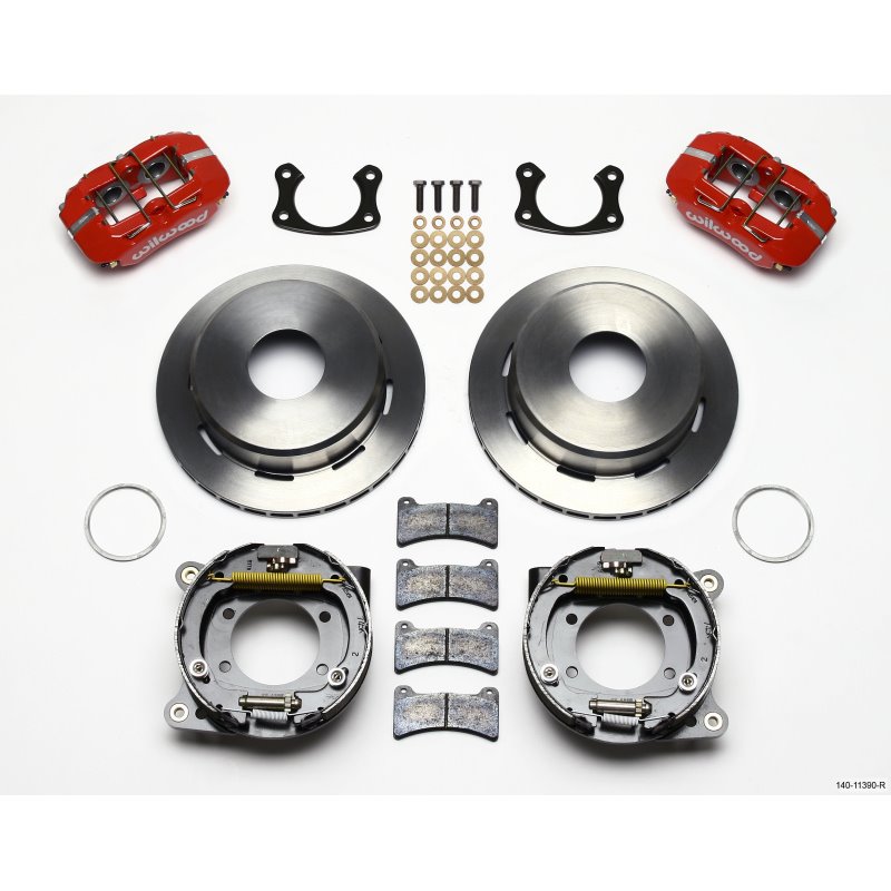 Wilwood Dynapro Low-Profile 11.00in P-Brake Kit - Red New Big Ford 2.50in Offset