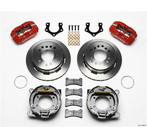 Wilwood Dynapro Low-Profile 11.00in P-Brake Kit - Red Mopar/Dana 2.50in Off w/Snap Ring Brng