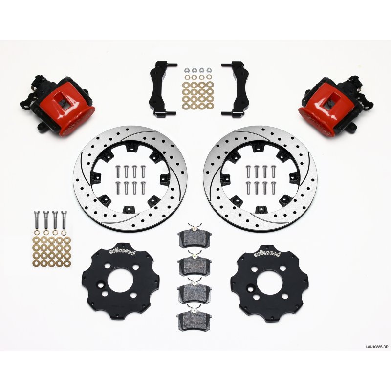 Wilwood Combination Parking Brake Rear Kit 11.75in Drilled Red Mini Cooper