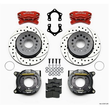 Wilwood Forged Dynalite P/S Park Brake Kit Drilled Red Mopar/Dana 2.50in Off w/Snap Ring Brng