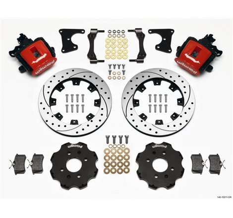 Wilwood Combination Parking Brake Rear Kit 12.19in Drilled Red Civic / Integra Drum 2.71 Hub Offset