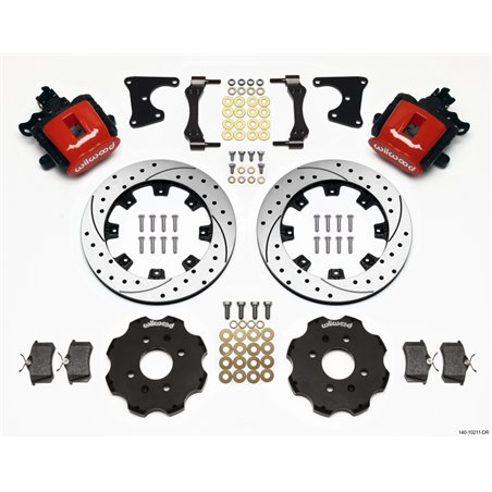 Wilwood Combination Parking Brake Rear Kit 12.19in Drilled Red Civic / Integra Drum 2.71 Hub Offset