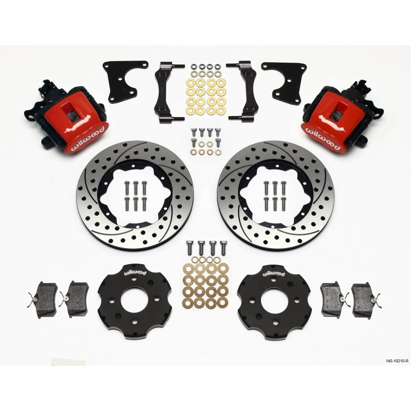 Wilwood Combination Parking Brake Rear Kit 11.00in Drilled Red Civic / Integra Drum 2.71 Hub Offset