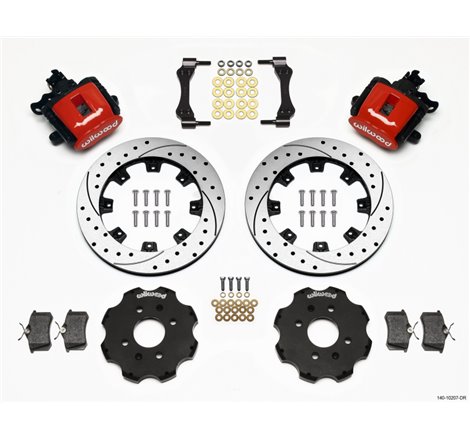 Wilwood Combination Parking Brake Rear Kit 12.19in Drilled Red Civic / Integra Disc 2.39 Hub Offset