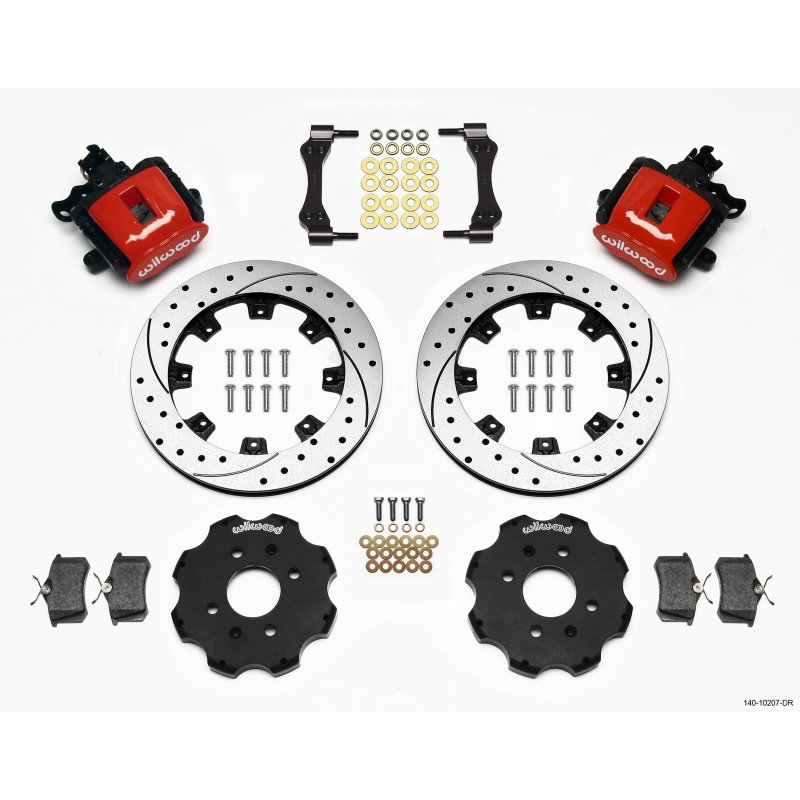 Wilwood Combination Parking Brake Rear Kit 12.19in Drilled Red Civic / Integra Disc 2.39 Hub Offset