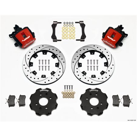 Wilwood Combination Parking Brake Rear Kit 12.19in Drilled Red Civic / Integra Disc 2.39 Hub Offset