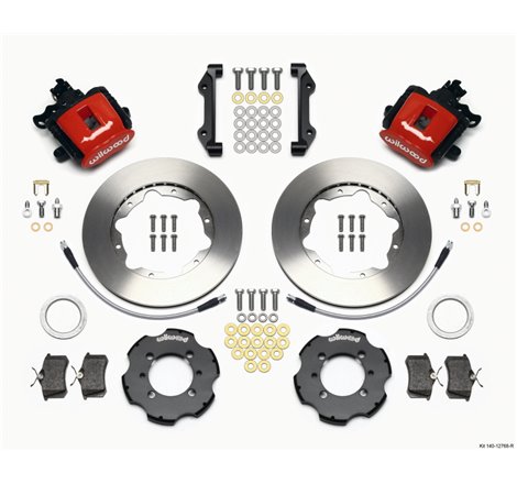 Wilwood Combination Parking Brake Rear Kit 11.00in Red 2012 Fiat 500 w/ Lines