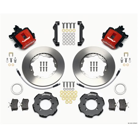 Wilwood Combination Parking Brake Rear Kit 11.00in Red 2012 Fiat 500 w/ Lines