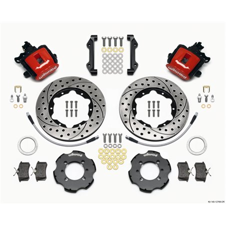 Wilwood Combination Parking Brake Rear Kit 11.00in Drilled Red 2012 Fiat 500 w/ Lines