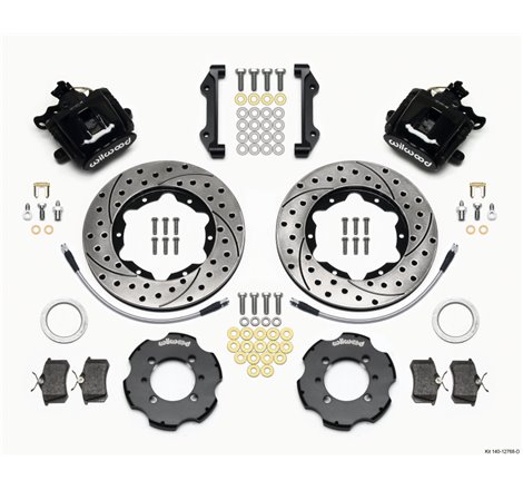 Wilwood Combination Parking Brake Rear Kit 11.00in Drilled 2012 Fiat 500 w/ Lines