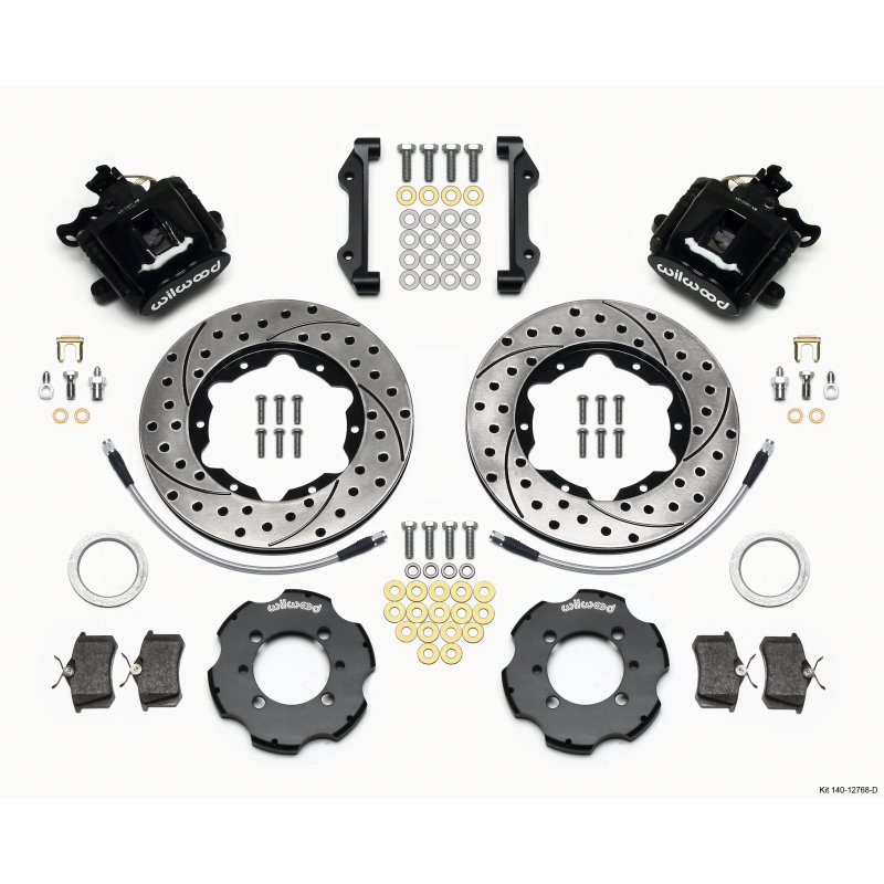 Wilwood Combination Parking Brake Rear Kit 11.00in Drilled 2012 Fiat 500 w/ Lines