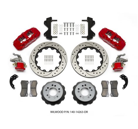 Wilwood AERO4 / MC4 Rear Kit 14.00 Drilled Red Currie Pro-Tour Unit Bearing Floater