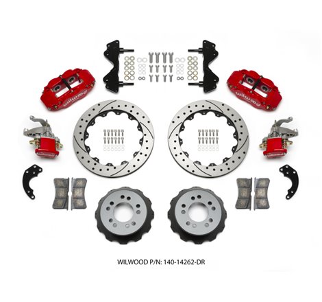 Wilwood Narrow Superlite 4R / MC4 Rear Kit 12.88 Drilled Red Currie Pro-Tour Unit Bearing Floater