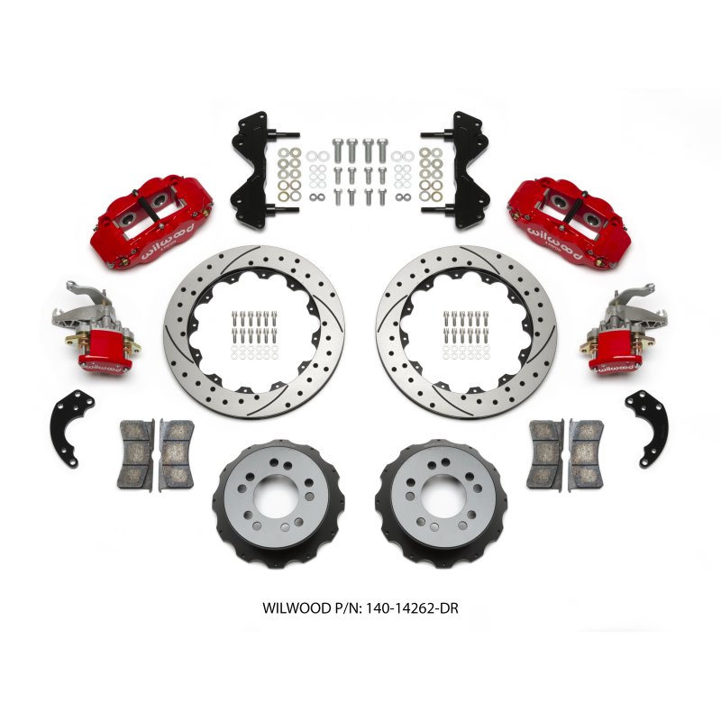 Wilwood Narrow Superlite 4R / MC4 Rear Kit 12.88 Drilled Red Currie Pro-Tour Unit Bearing Floater