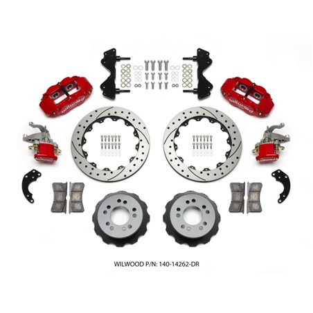 Wilwood Narrow Superlite 4R / MC4 Rear Kit 12.88 Drilled Red Currie Pro-Tour Unit Bearing Floater