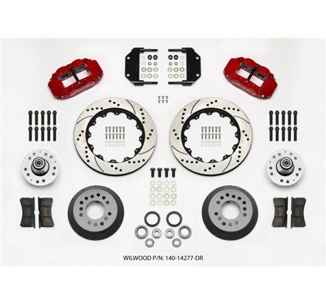 Wilwood Narrow Superlite 6R Front Hub Kit 14.00in Drill Red Magnum Force Drop Spindle