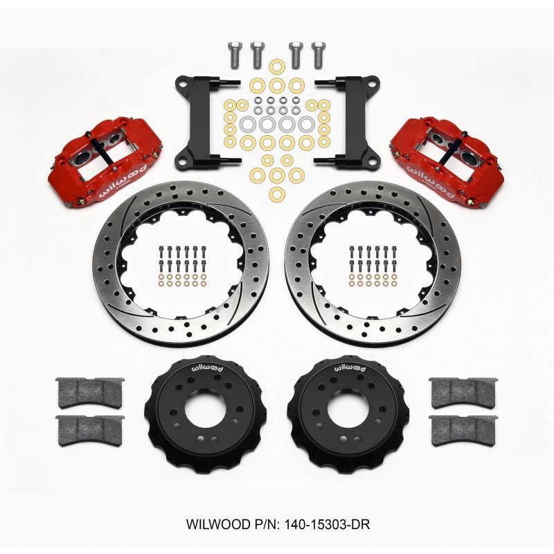 Wilwood Narrow Superlite 6R Front Hat Kit 13.06 Drilled Red 63-87 C10 w/ Wilwood Pro Spindles