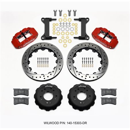 Wilwood Narrow Superlite 6R Front Hat Kit 13.06 Drilled Red 63-87 C10 w/ Wilwood Pro Spindles