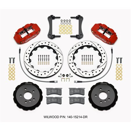 Wilwood Narrow Superlite 6R Front Hat Kit 12.88in Drill Red 2014-2015 Mini Cooper w/Lines