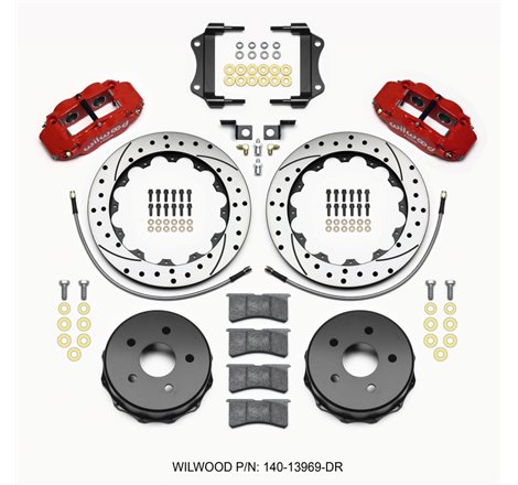 Wilwood Narrow Superlite 4R Rear Kit 12.88in Drilled Red 2007-up Jeep JK w/Lines