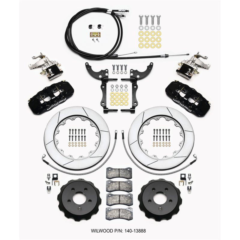 Wilwood AERO4 / MC4 Rear Kit 14.00 2015-Up Mustang w/Lines & Cables