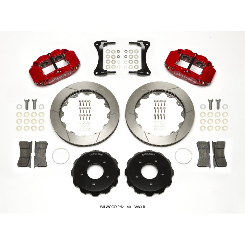 Wilwood Narrow Superlite 4R Front Hat Kit 12.88in Red 2007-Up Jeep Wrangler