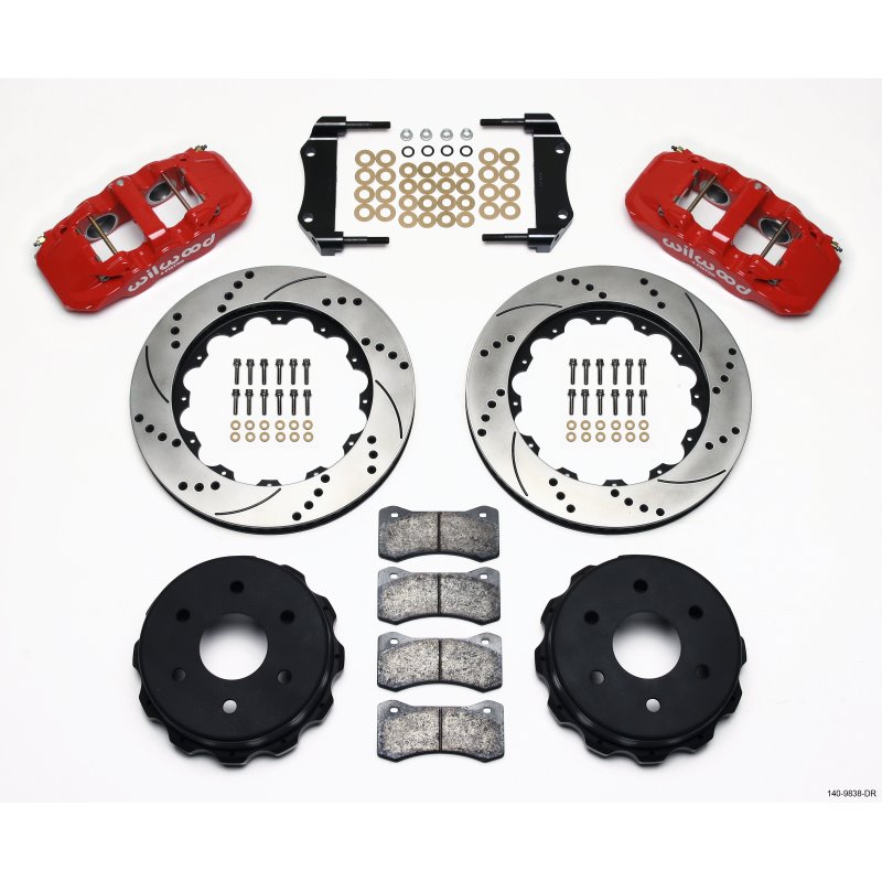 Wilwood AERO4 RearTruck Kit 14.25in Drill Red 1999-2010 GM 1500-SUV 2 Piston OE Caliper