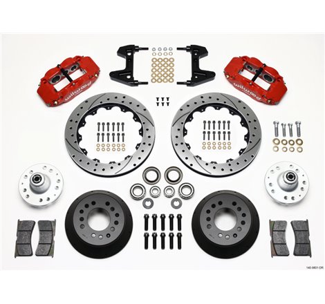 Wilwood Narrow Superlite 6R Front Hub Kit 12.88in Drill Red 74-80 Pinto/Mustang II Disc Spindle only