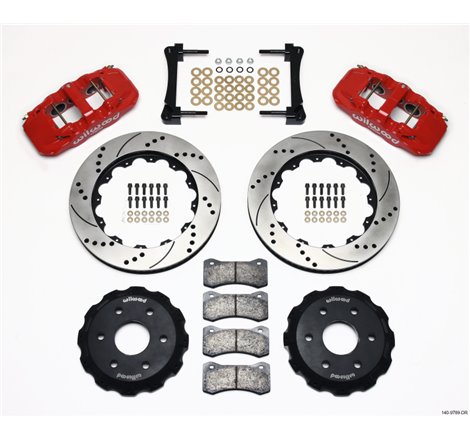 Wilwood AERO6 Front Truck Kit 14.25in Drill Red 1999-2014 GM Truck/SUV 1500