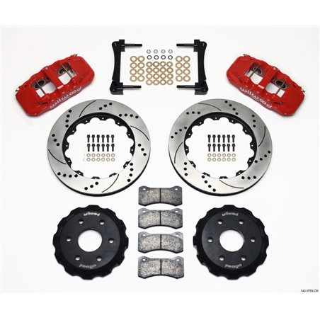 Wilwood AERO6 Front Truck Kit 14.25in Drill Red 1999-2014 GM Truck/SUV 1500