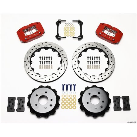 Wilwood Dynapro Radial Rear Kit 13.00in Drilled Red Nissan 350Z/Fiti G35