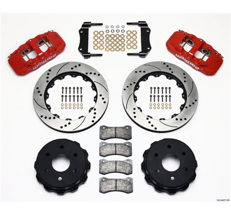 Wilwood AERO4 RearTruck Kit 14.25in Drill Red 1999-2010 GM 1500-SUV 1 Piston OE Caliper