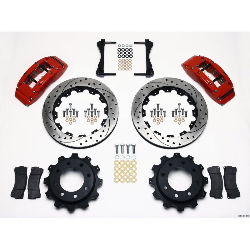 Wilwood TC6R Rear Kit 16.00in Drilled Red 1999-2010 GM Trk 2500 HD 4.84 Cntr