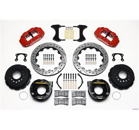 Wilwood Narrow Superlite 4R Rear P-Brk Kit 12.88in Drill Red Big Ford New Style 2.50in Offset