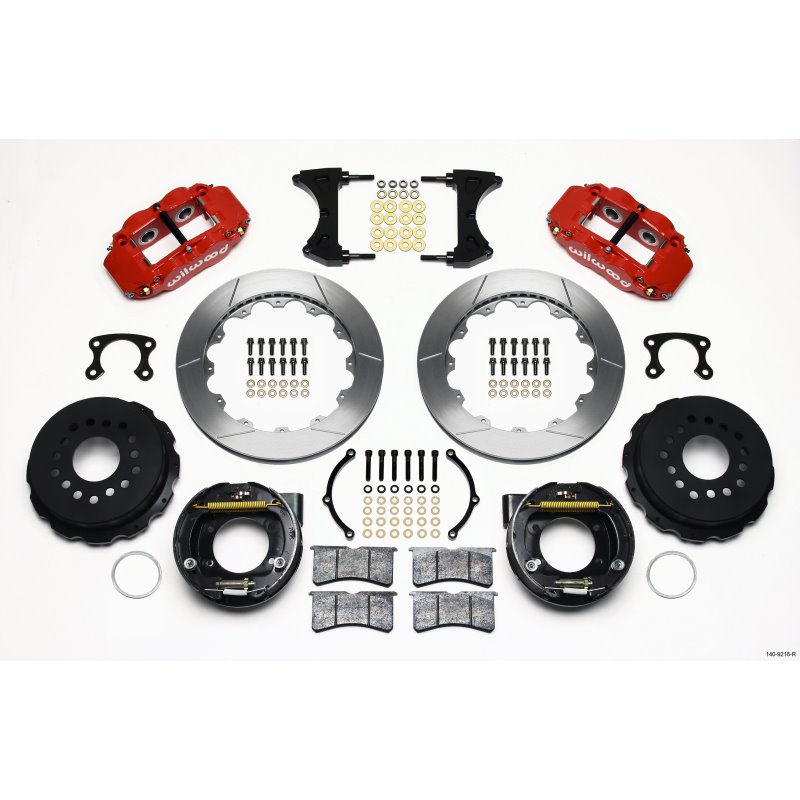 Wilwood Narrow Superlite 4R Rear P-Brk Kit 12.88in Red Big Ford New Style 2.36in Offset