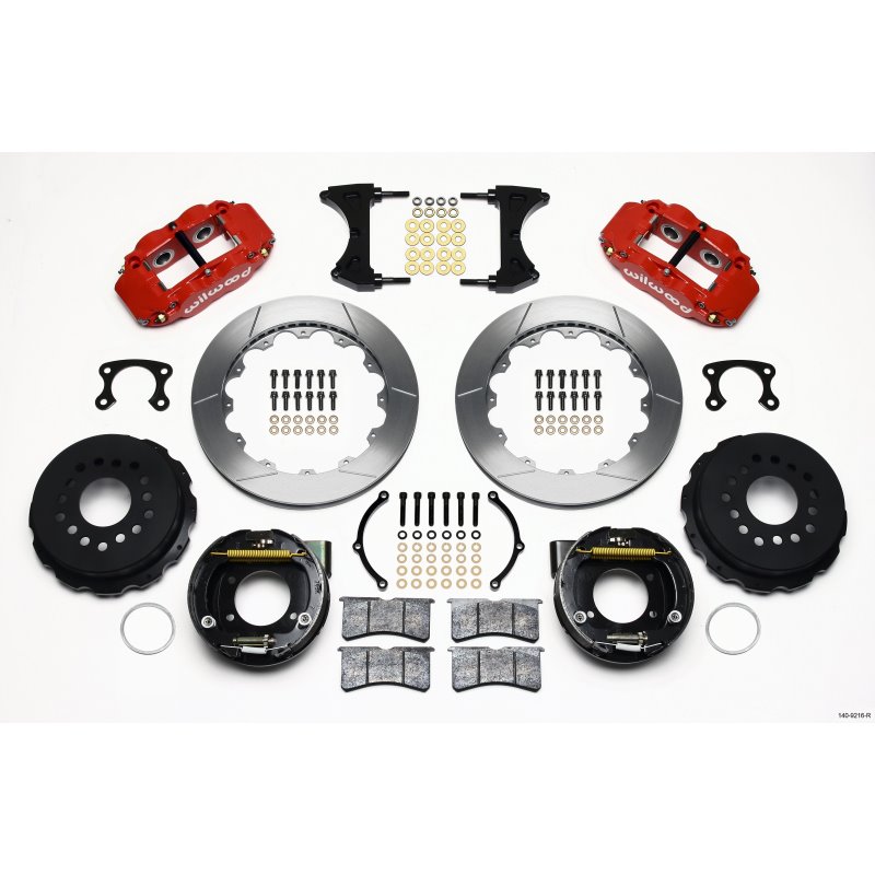 Wilwood Narrow Superlite 4R Rear P-Brk Kit 12.88in Red Small Ford 2.66in Offset