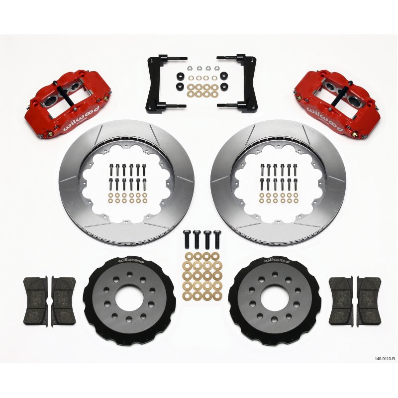 Wilwood Narrow Superlite 6R Front Hat Kit 14.00in Red 2005-2014 Mustang