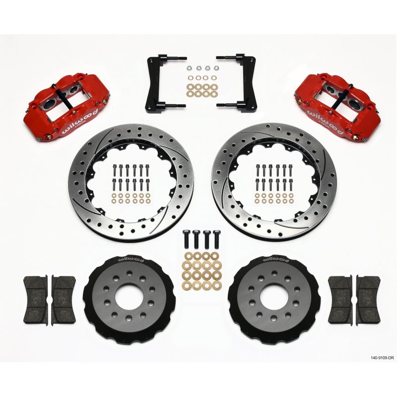 Wilwood Narrow Superlite 6R Front Hat Kit 13.06in Drill Red 2005-2014 Mustang