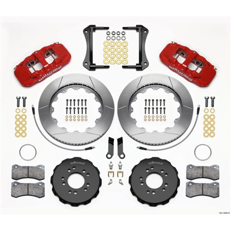 Wilwood AERO6 Front Hat Kit 14.00 Red 2005-2014 Mustang w/ BMR Suspn. w/Lines