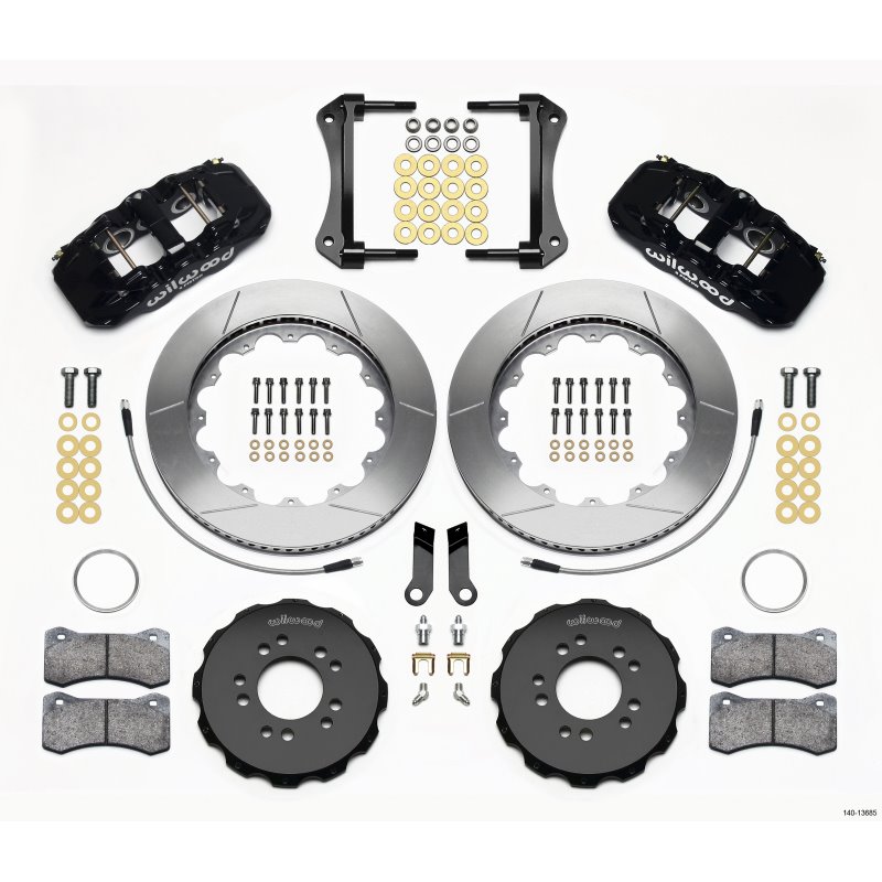 Wilwood AERO6 Front Hat Kit 14.00 2005-2014 Mustang w/ BMR Suspn. w/Lines