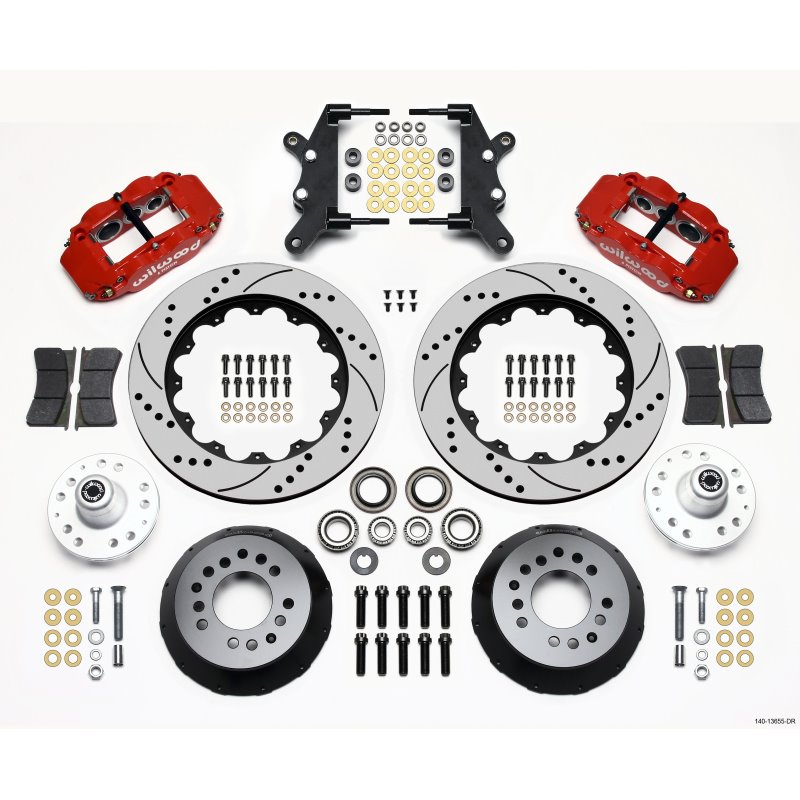 Wilwood Narrow Superlite 6R Front Hub Kit 14.00in Drill Red 60-68 Ford / Mercury Full Size / Galaxie