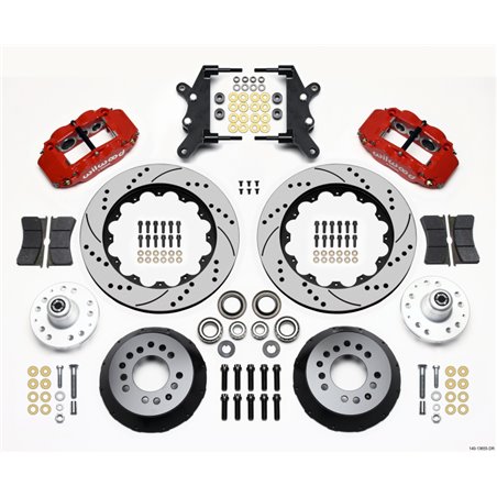 Wilwood Narrow Superlite 6R Front Hub Kit 14.00in Drill Red 60-68 Ford / Mercury Full Size / Galaxie