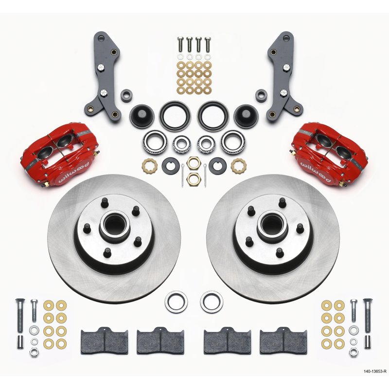 Wilwood Forged Dynalite-M Front Kit 11.30in 1 PC Rotor&Hub Red 60-68 Ford / Mercury Full Size