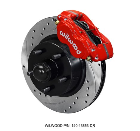 Wilwood Forged Dynalite-M Front Kit 11.30in 1 PC Rotor&Hub Drill-Red 60-68 Ford / Mercury Full Size